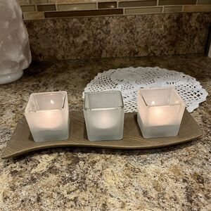 Partylite 3 Tea Light Holder Contemporary Zen